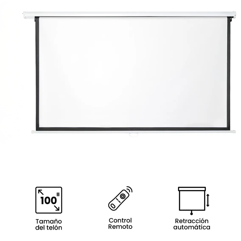 Pantalla Proyector Proyección Telon 100 Pulgadas 16:9 Retráctil Plegable Motorizado Control Remoto