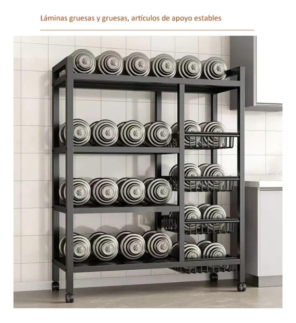 Organizador Mueble Carrito Cocina Hogar Elegante 90cm Acero