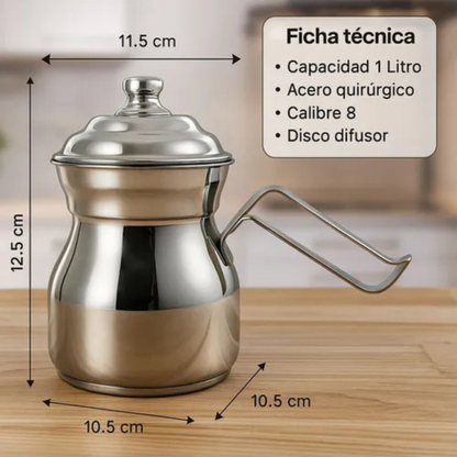 Olleta Jarra Lechera Acero Quirurgico Disco Difusor 1 Litro