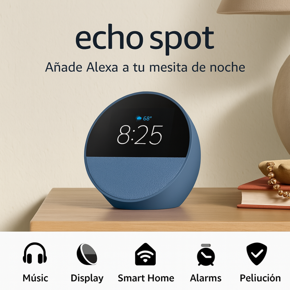 Echo Spot Alexa Con Pantalla Inteligente Reloj Despertador  Música