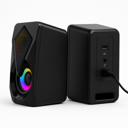 Parlantes PC Gaming RGB USB Estéreo Compactos Luz LED Potentes