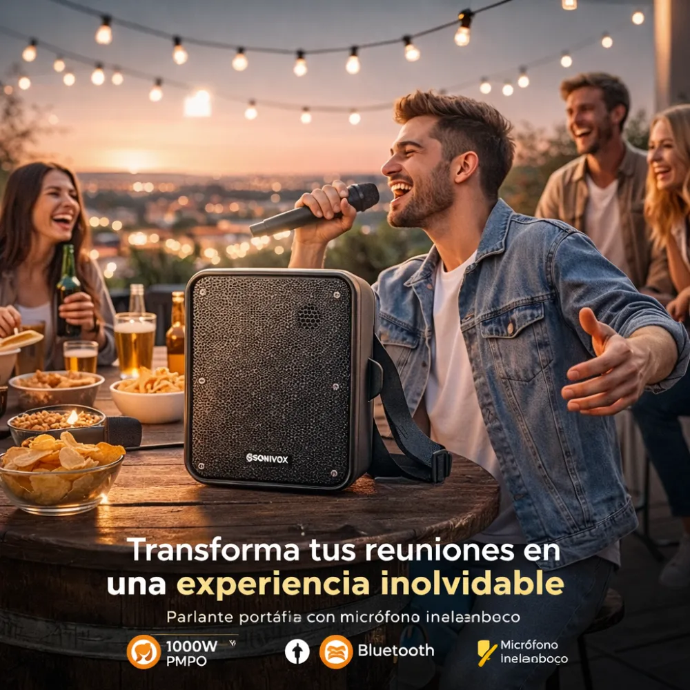Parlante Portátil Bluetooth Perifoneo Karaoke Microfono 30w Negro