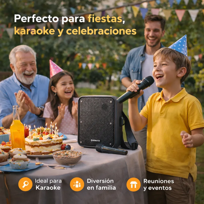 Parlante Portátil Bluetooth Perifoneo Karaoke Microfono 30w Negro