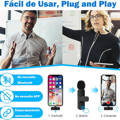 Micrófono Inalámbrico 2 E 1 Solapa K9 Celulares Tipo C Y iPhone
