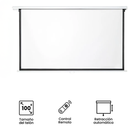Pantalla Proyector Proyección Telon 100 Pulgadas 16:9 Retráctil Plegable Motorizado Control Remoto