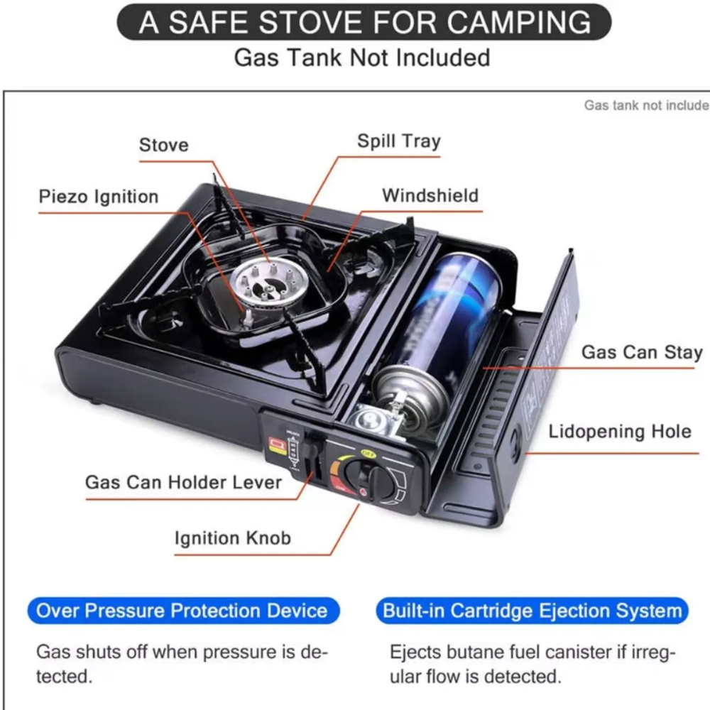 Estufa Portatil Camping Gas Butano Incluye Recarga