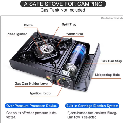 Estufa Portatil Camping Gas Butano Incluye Recarga