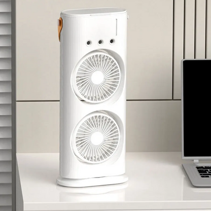 ❄️Aire Acondicionado Doble Portátil Recargable 3 En 1 Luz Led❄️