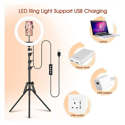 Aro De Luz 26 Cm Rgb Led Con Trípode Profesional 2 Mts