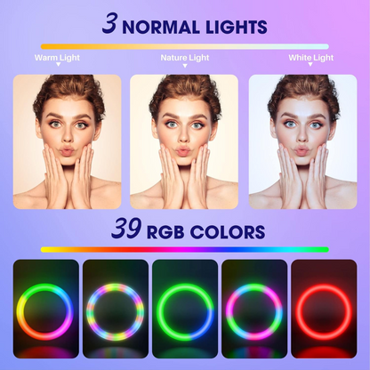 🔥Aro Luz Profesional Rgb Led 36cm Multicolor Trípode Control🎥