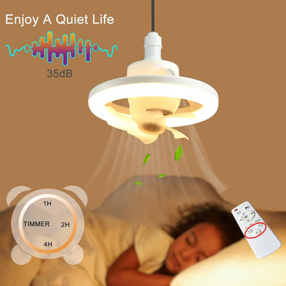 💡🌬️ Bombillo Led Con Ventilador Giratorio 60w + Control Remoto 🚀