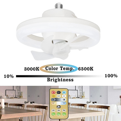 💡🌬️ Bombillo Led Con Ventilador Giratorio 60w + Control Remoto 🚀