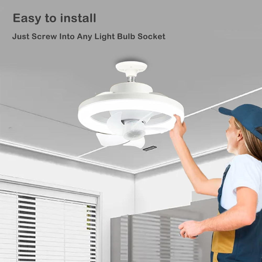 💡🌬️ Bombillo Led Con Ventilador Giratorio 60w + Control Remoto 🚀