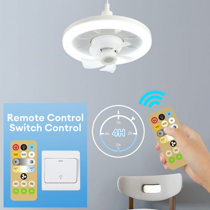 💡🌬️ Bombillo Led Con Ventilador Giratorio 60w + Control Remoto 🚀