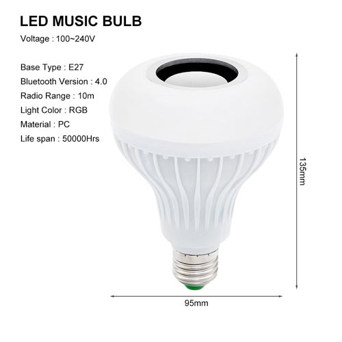 Bombillo Led Multicolor Rgb Con Parlante Bluetooth + Control