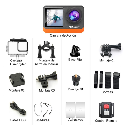 Cámara Deportiva Wifi 4k Nativo Filtros Cambiables Sports Dv