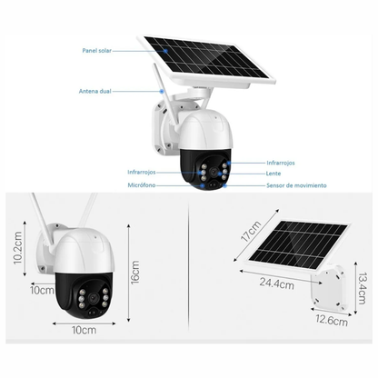 Cámara De Seguridad Con Panel Solar Ptz Sim 4g Exteriores