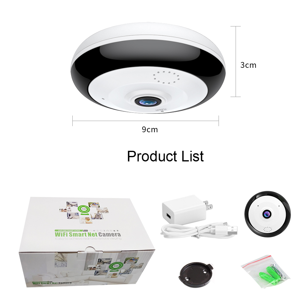Cámara De Seguridad 3d Ip 1080p 360 Grados Vista Panorámica