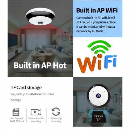 Cámara De Seguridad 3d Ip 1080p 360 Grados Vista Panorámica