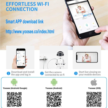 Cámara De Seguridad Wifi Robot Monitor De Bebe 360° Yosee