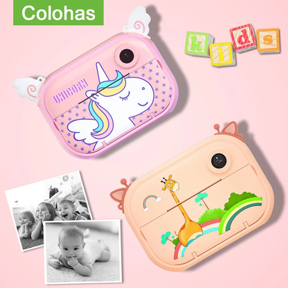 Cámara Instantánea Para Niños Doble Lente Hd 1 Rollos + Sd