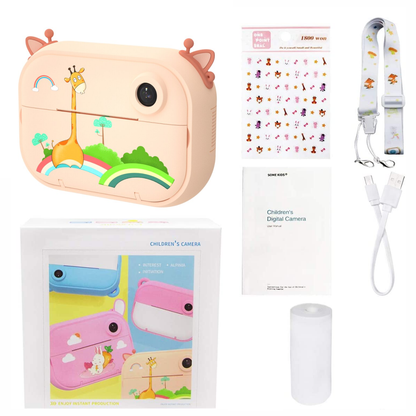Cámara Instantánea Para Niños Doble Lente Hd 1 Rollos + Sd