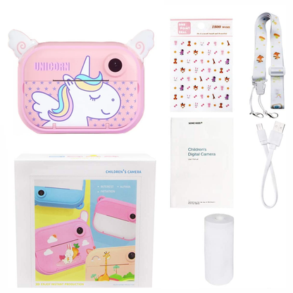 Cámara Instantánea Para Niños Doble Lente Hd 1 Rollos + Sd