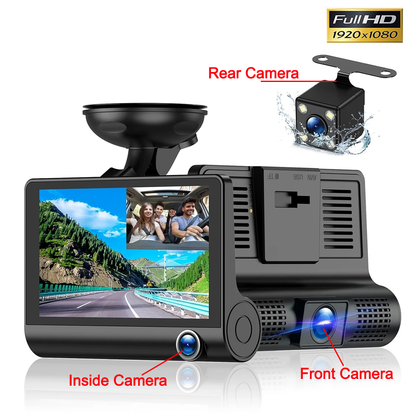 Cámara Para Carro 3 Lentes Visión Nocturna Trasera 1080p