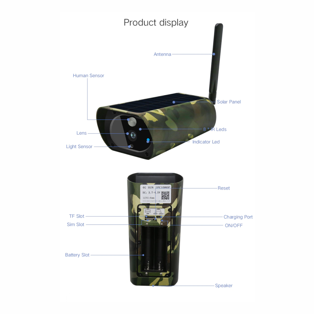 Cámara De Seguridad Ip Panel Solar Exterior Wifi Low Power