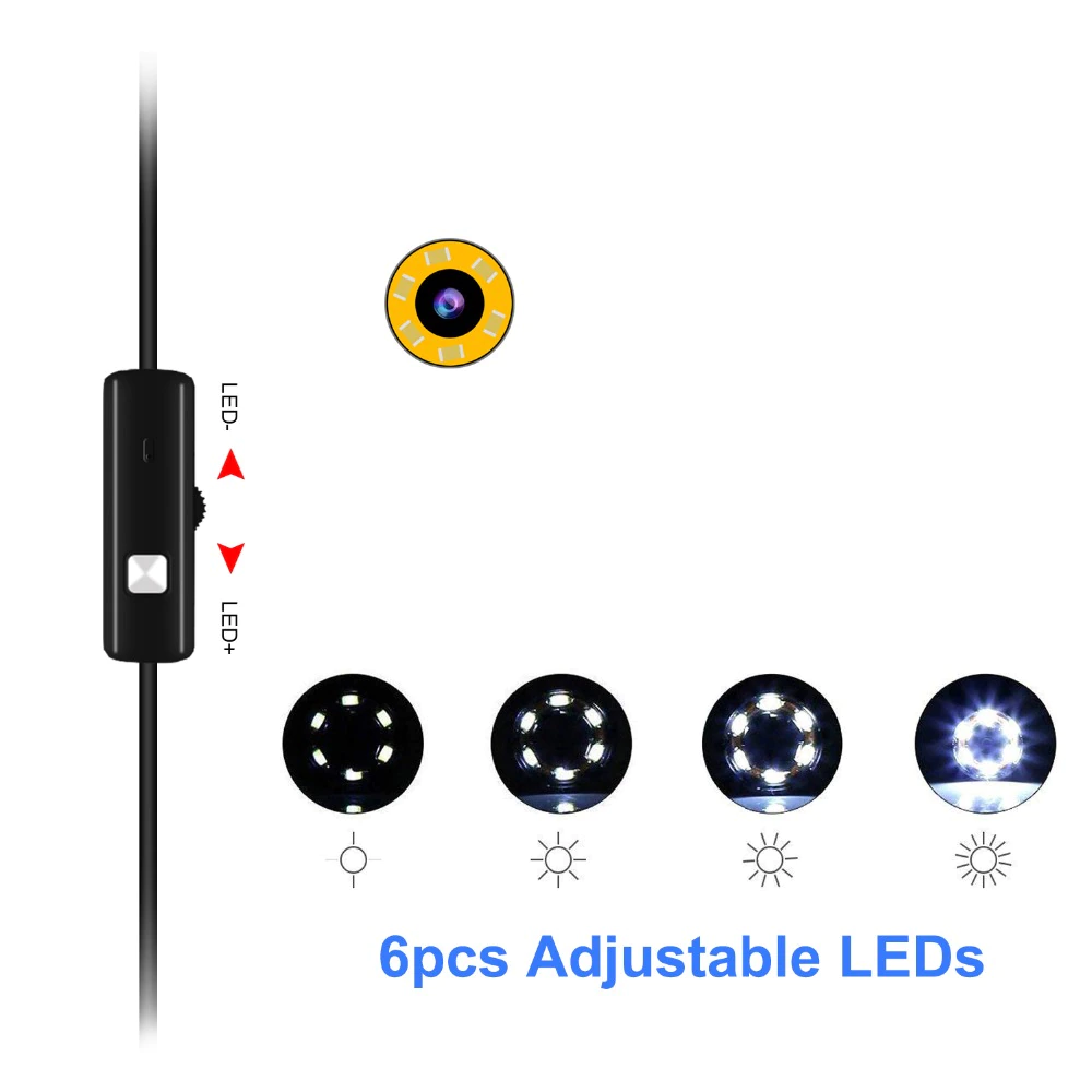 Cámara Endoscopio Para Celular Y Pc Usb Android 6 Led 5 Mts