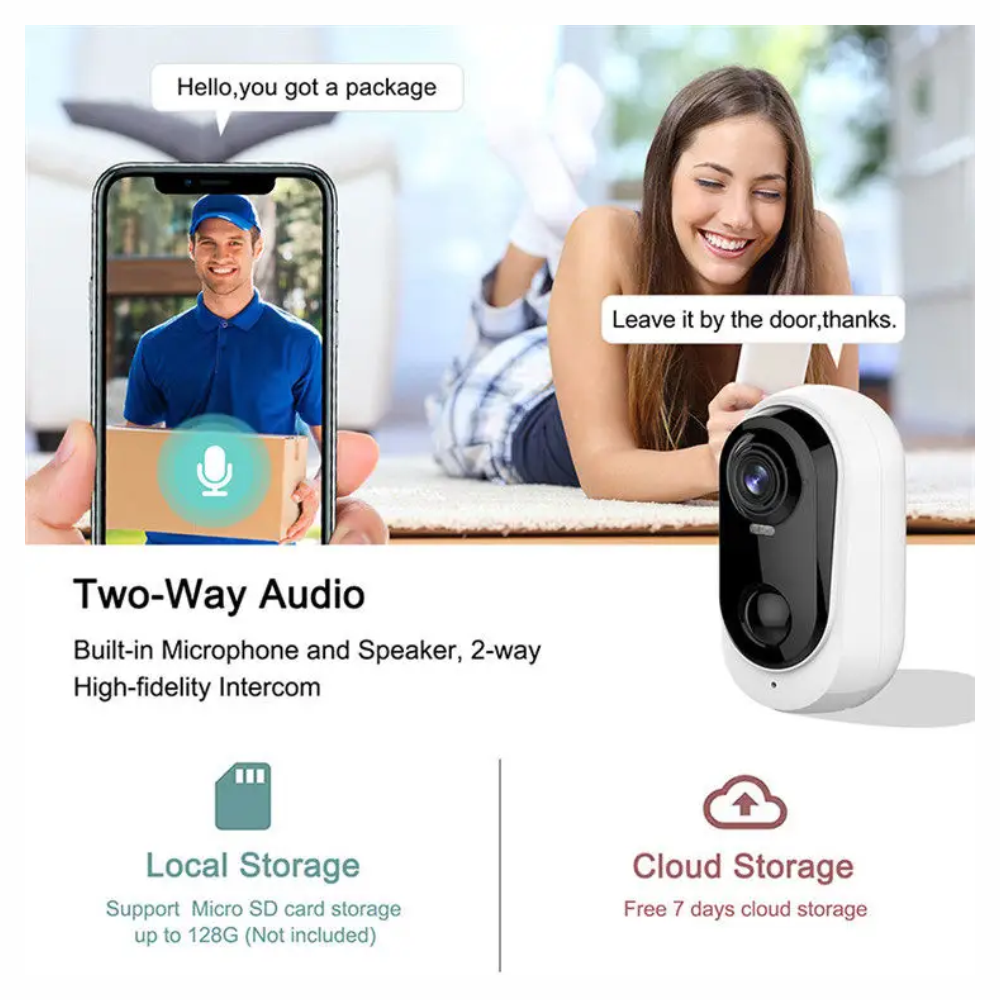 Cámara De Seguridad Wifi Recargable Inalámbrica Tuya Smart