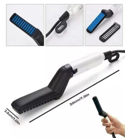 Plancha Cepillo Alisador De Barba Y Cabello Para Hombre