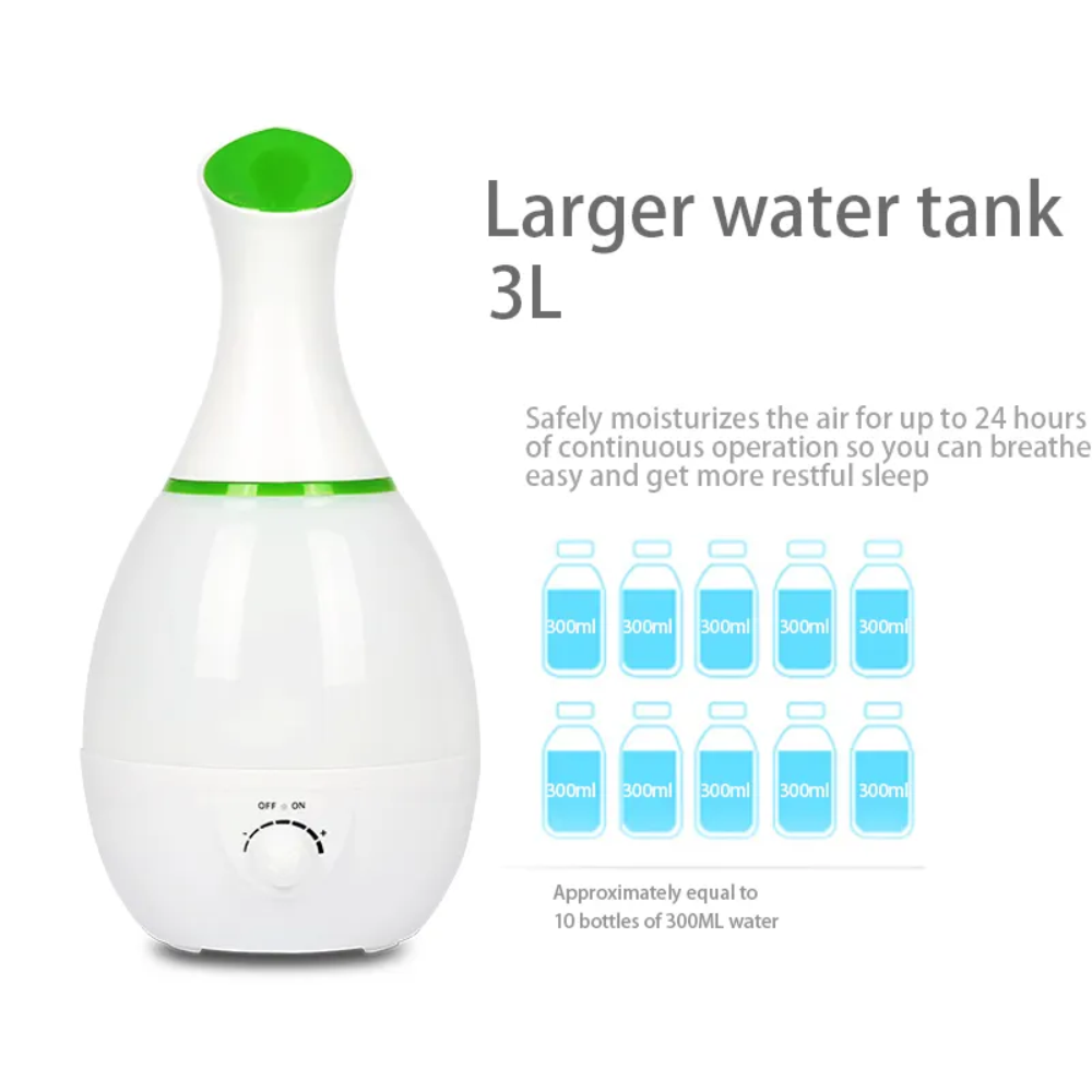 Humidificador Difusor De Aromas Tipo Jarron Led 3 Litros De Capacidad