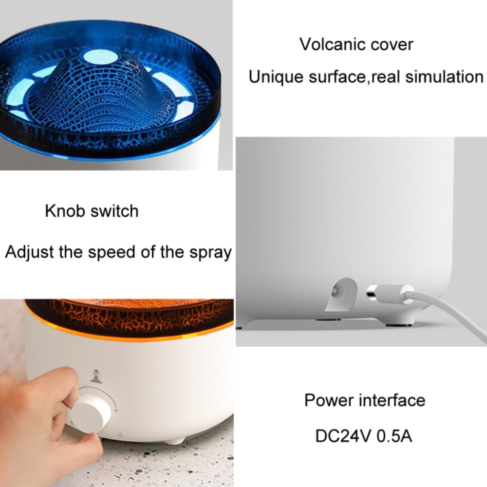 Humificador Difusor De Aromas Volcán Led 560m Esencia Gratis