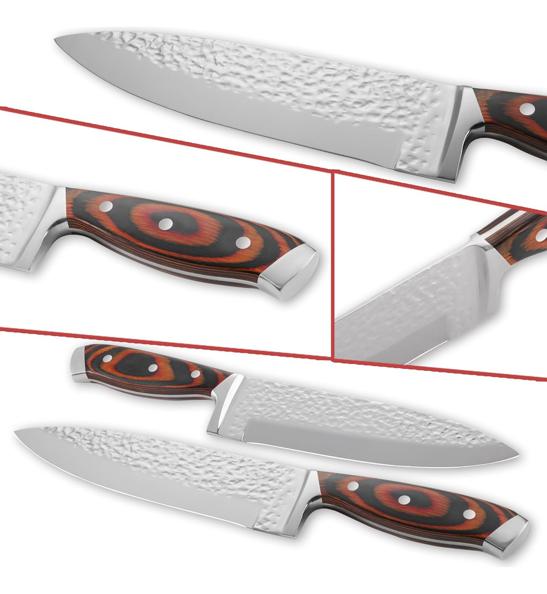 Juego Cuchillos Cocina Base Madera Acero Inoxidable Premium