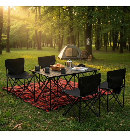 Mesa Plegable Camping Picnic Jardin 4 Sillas Bancos Kit 5pcs