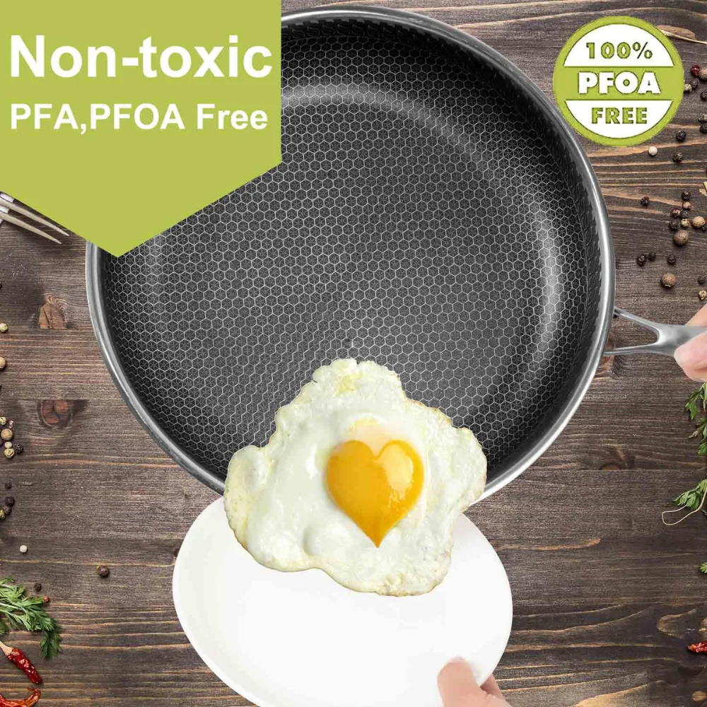 Sarten Antiadherente Acero Tapa Vidrio Moderno Lujo Premium