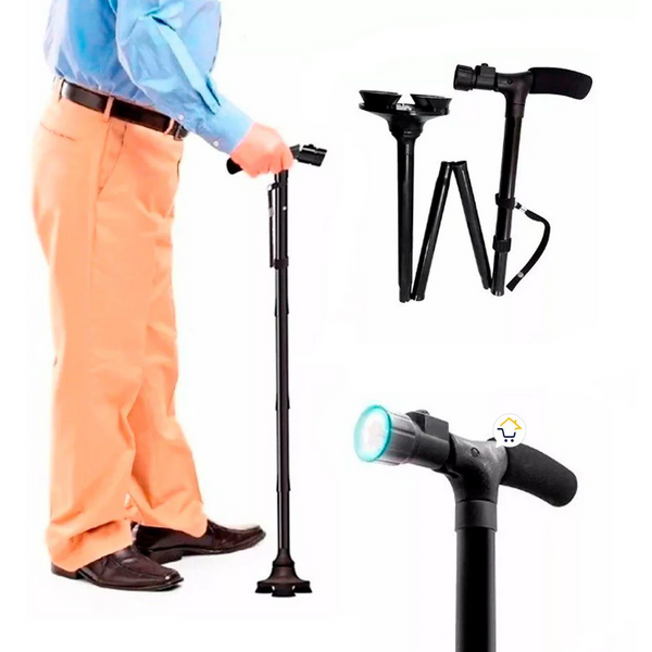 Bastón Trusty Cane Plegable Con Luz Led, Base Articulada