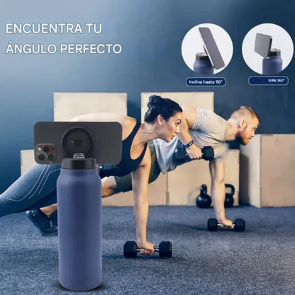📱✨Termo Botella Agua Acero Inoxidable + Soporte Imán Celular