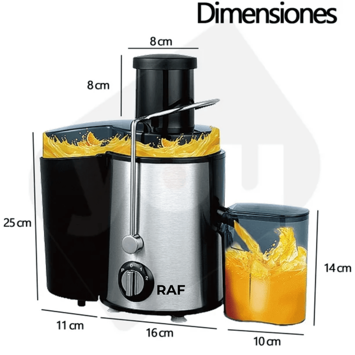 Extractor De Jugos Electrico Automatico Marca Raf Original Para Frutas Y Verduras Potencia 1000w 450m
