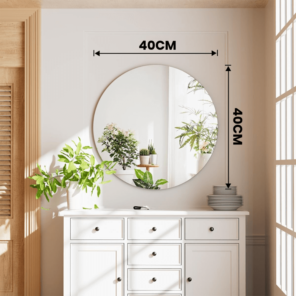 Espejo De Pared Redondo Irrompible 80cm Diametro Decorativo
