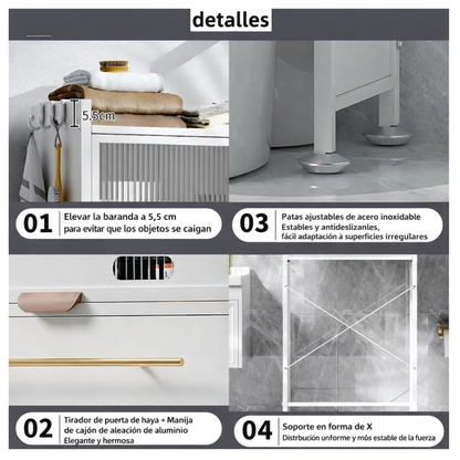 Mueble Organizador Baño Estante Metalico Moderno Premium Negro