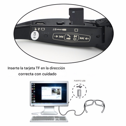 Camara Espía Gafas Espía 4k Video Audio Fotos Soporta 128gb