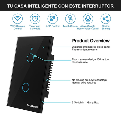 Interruptor Doble Wifi Inteligente Alexa Google Home