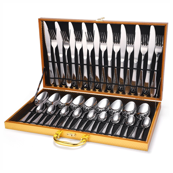 Juego De Cubiertos En Acero 36 Piezas Diseño Moderno Estuche