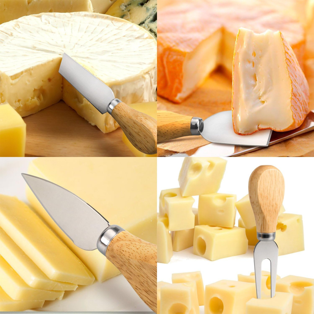 Juego De Cuchillos Para Quesos Set En Acero Mango De Madera