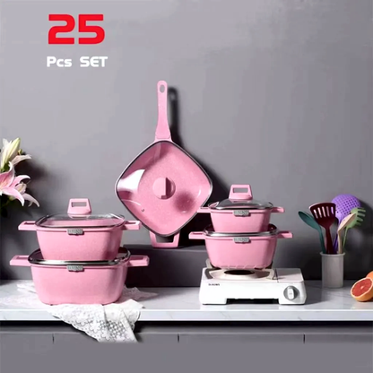 Juego De Ollas Bateria De Cocina En Granito Dessini 25 Pcs