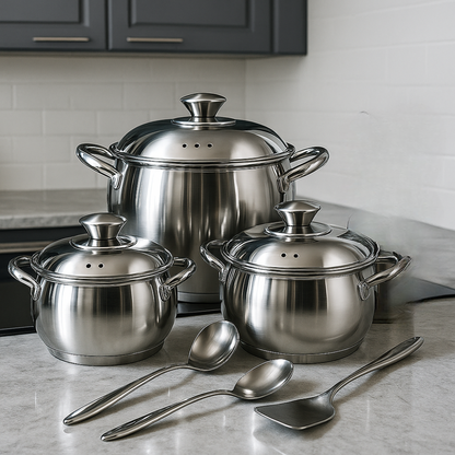 Bateria Cocina Juego Ollas Acero Quirurgico 3,6,9l Swisshome