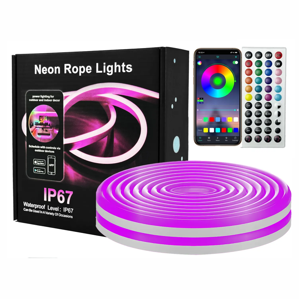 Tira Luz Led Neon Manguera 10 Metros Rítmica Control Remoto