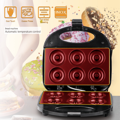 Maquina Para Hacer Mini Donas 6 Puestos 1000w Antiadherente